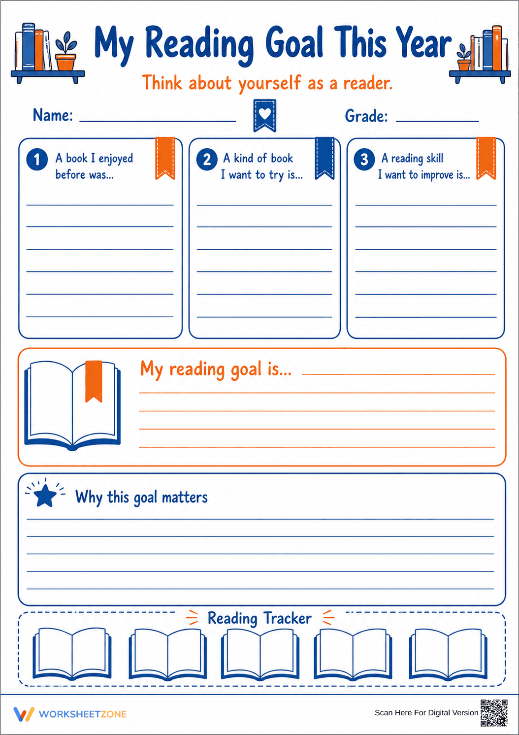 Grade 3 Reading Goals — Printable No-Prep Worksheet - Page 1