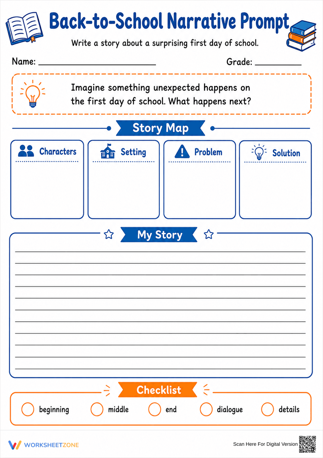 Essential Back-to-School Narrative Writing Prompt - Page 1