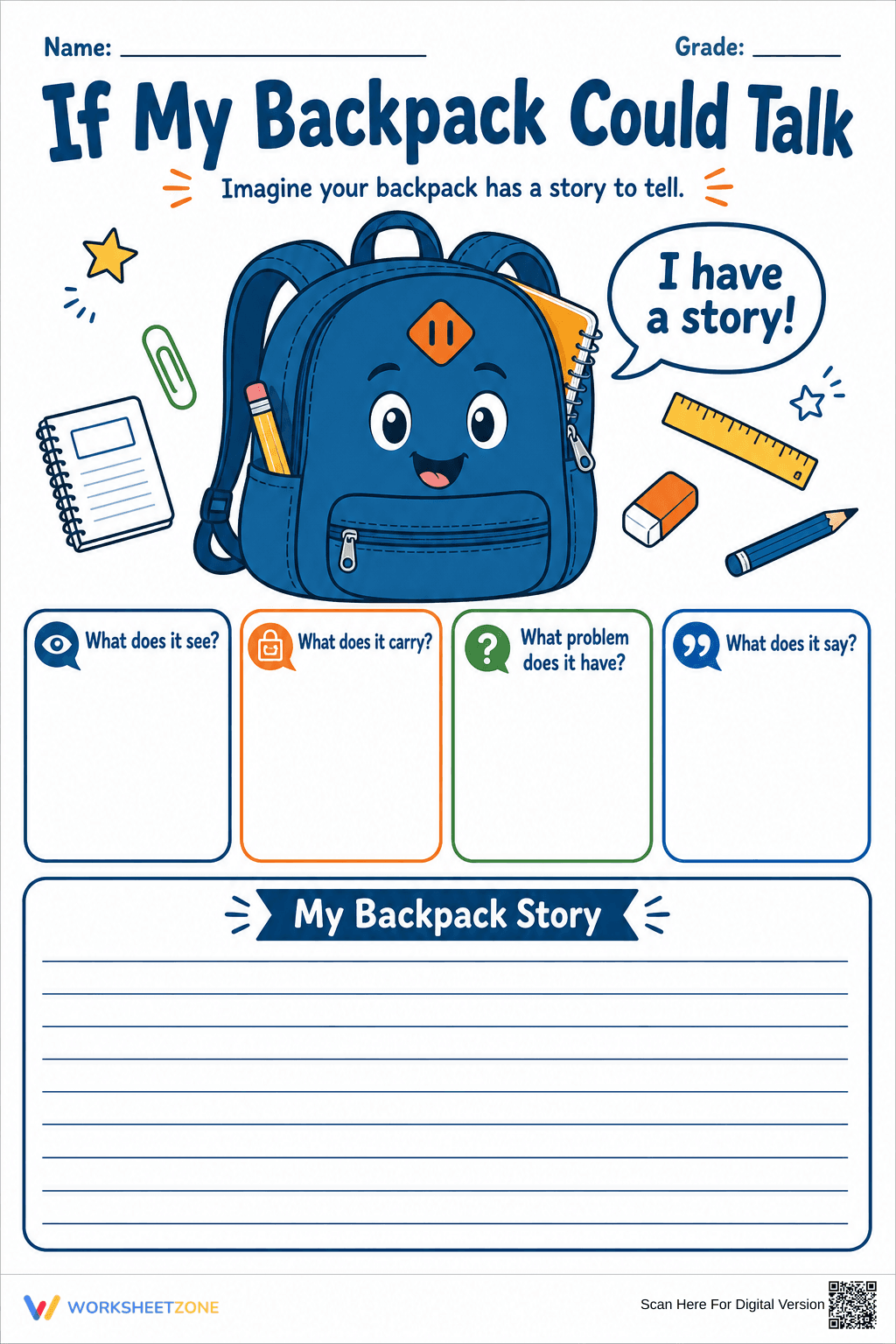 Printable Narrative Writing Worksheet | Grade 4 ELA - Page 1