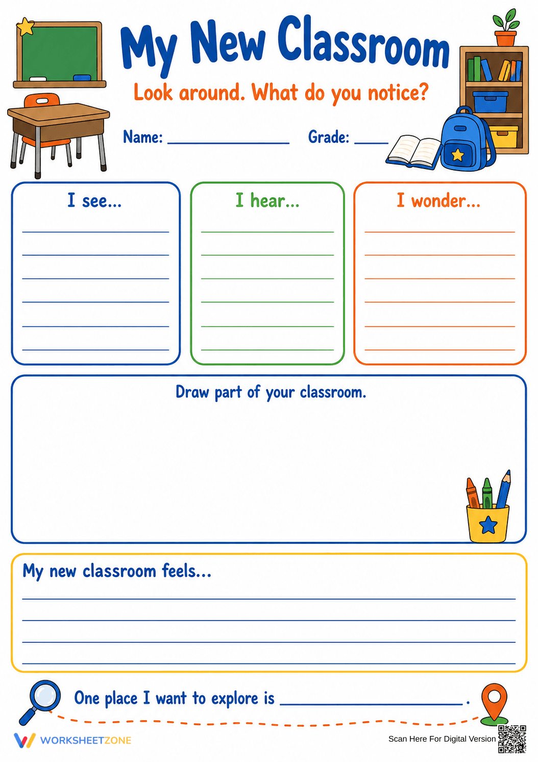 My New Classroom Printable Worksheet | Grade 2 ELA - Page 1