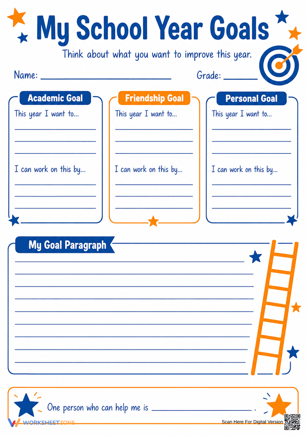 My School Year Goals Worksheet | Grade 4 Essential - Page 1
