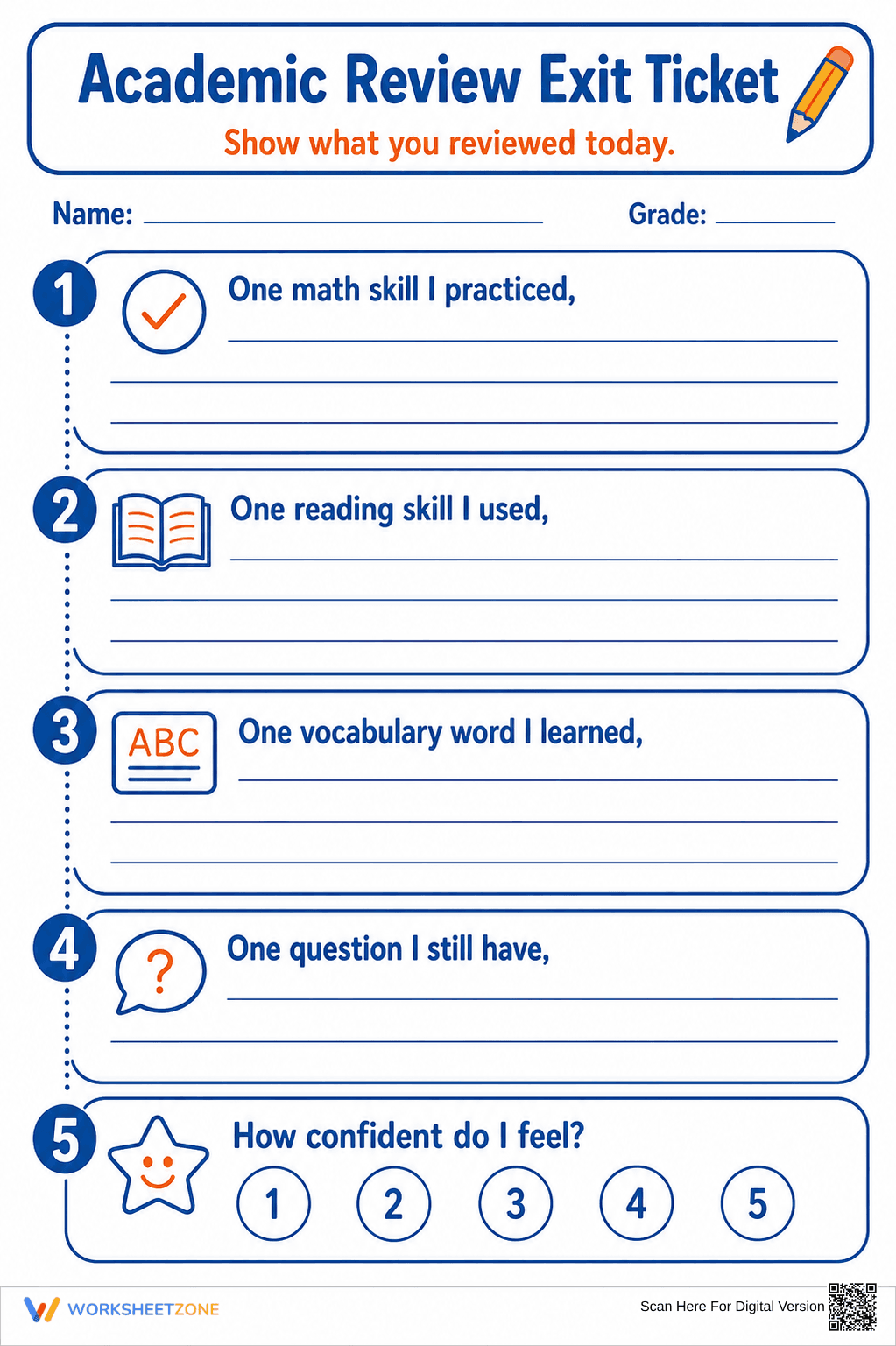 Academic Review Exit Ticket | Grade 3-6 Essential - Page 1