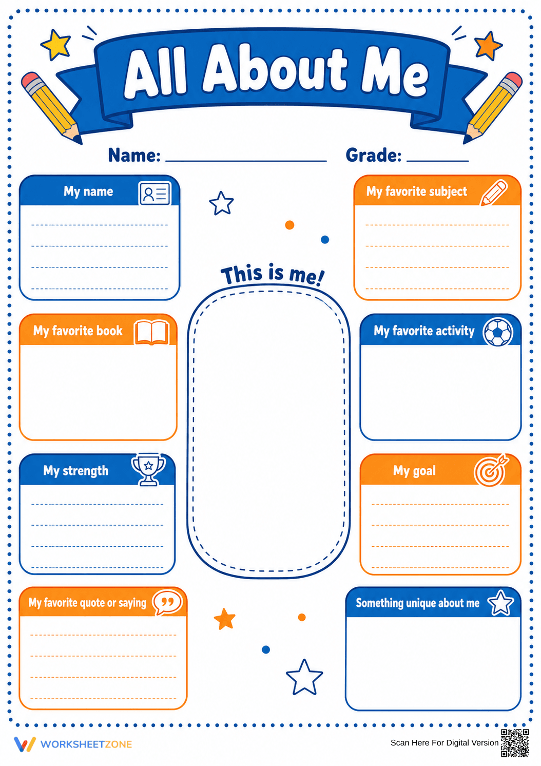All About Me Worksheet | Grade 3 Essential Printable - Page 1