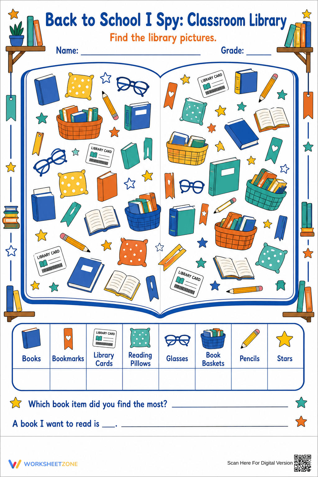 Back to School I Spy Worksheet | Grade 1-3 Printable - Page 1