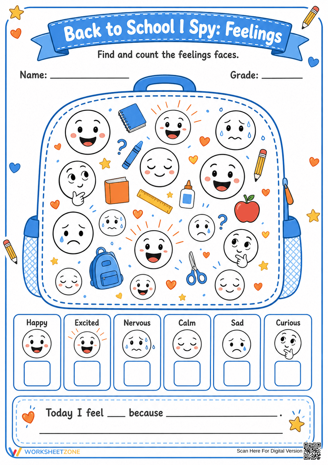 Back to School I Spy: Feelings | Essential Grade K-3 SEL - Page 1