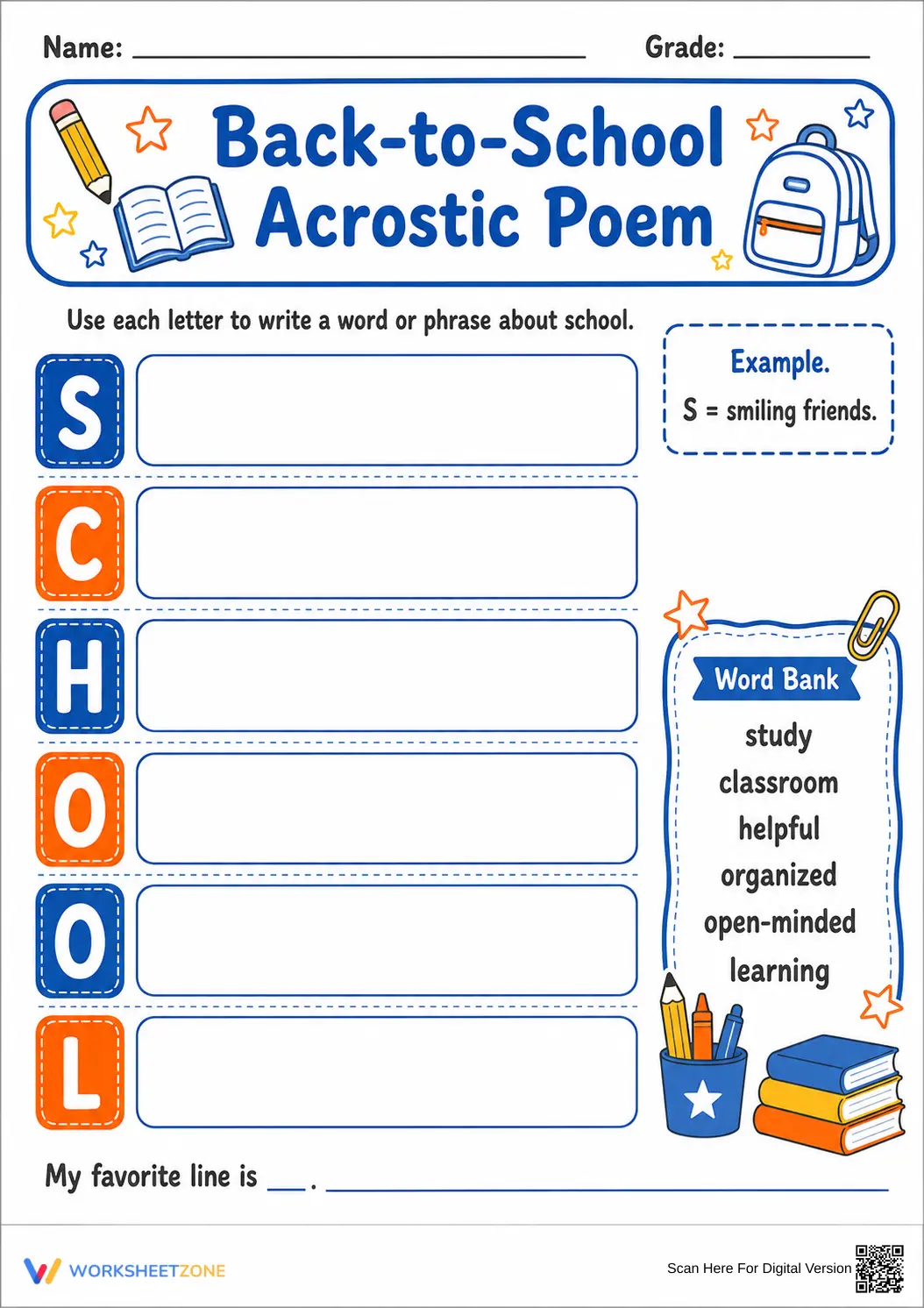 Back-to-School Acrostic Poem | Essential Grade 3-5 ELA - Page 1