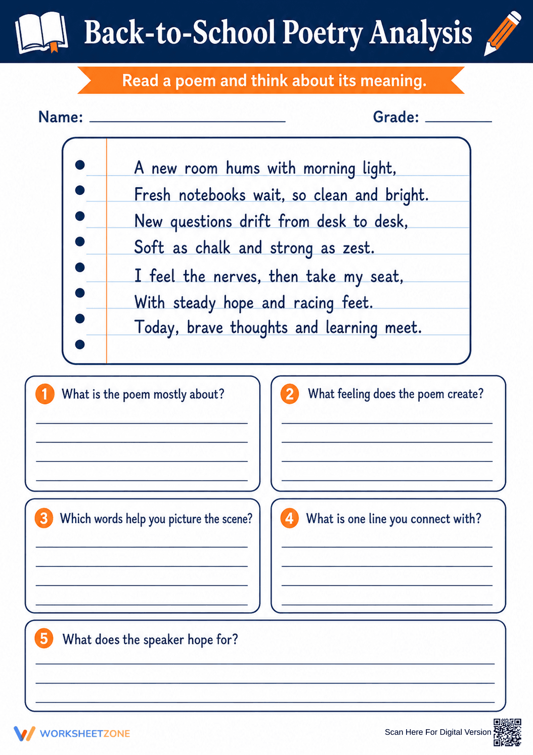 Back-to-School Poetry Analysis | Essential Grade 5 ELA - Page 1