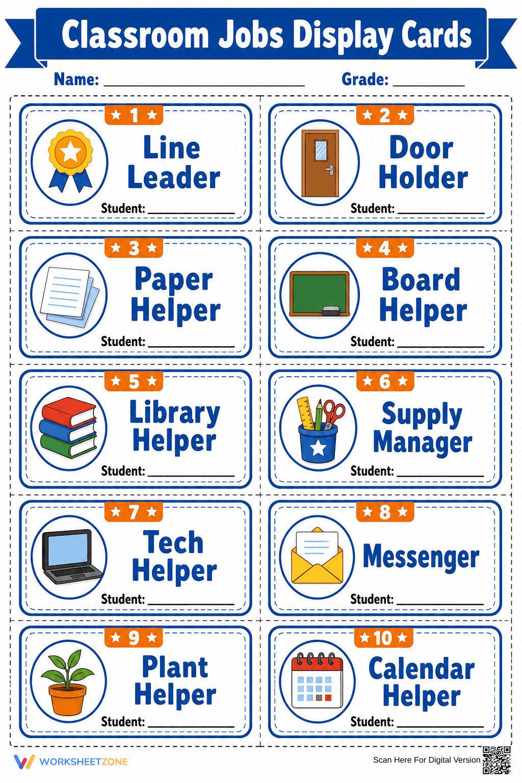 Classroom Jobs Display Cards | Essential Grade K-5 Ready - Page 1