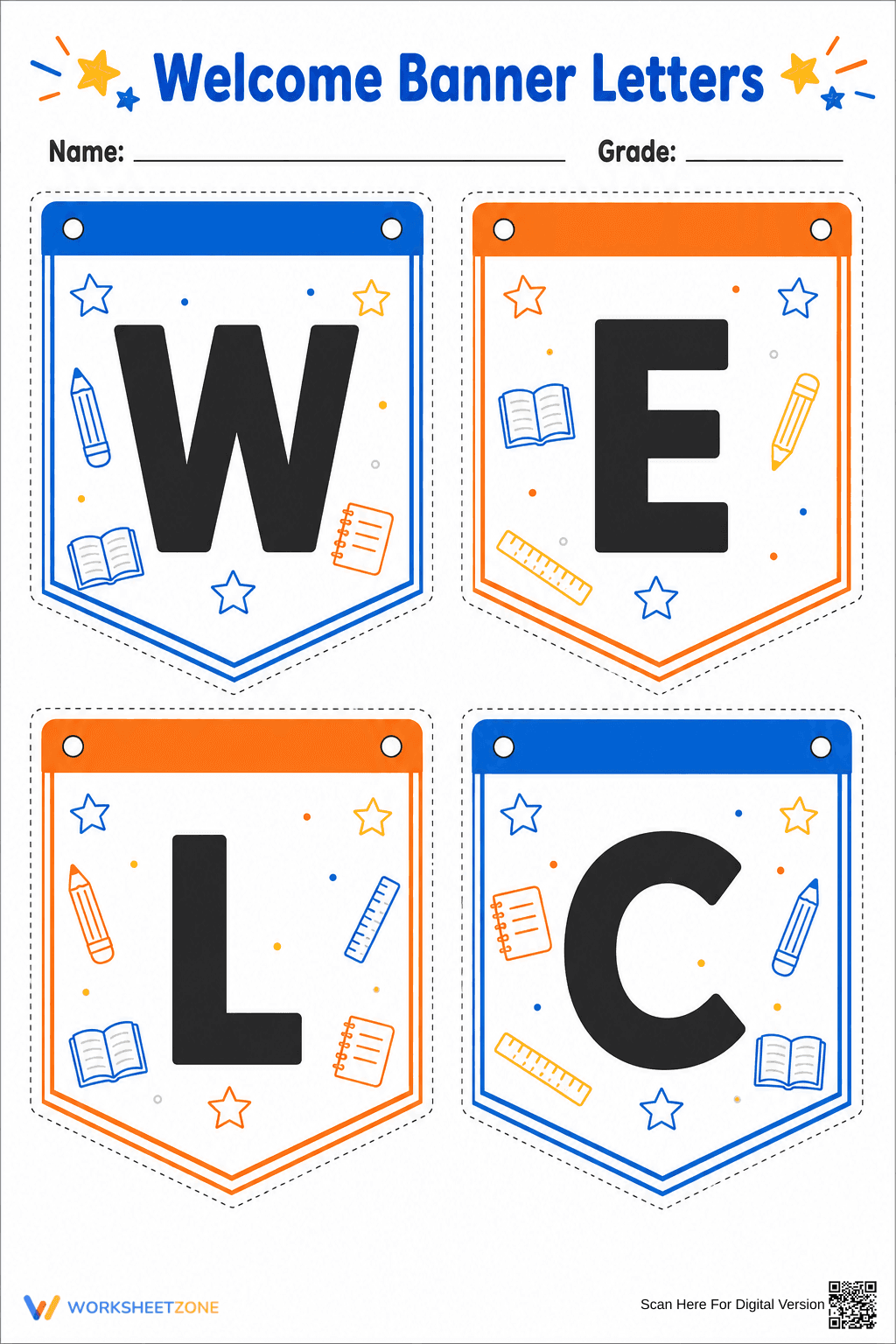 Printable Welcome Banner Letters | Grade K-5 Decor - Page 1