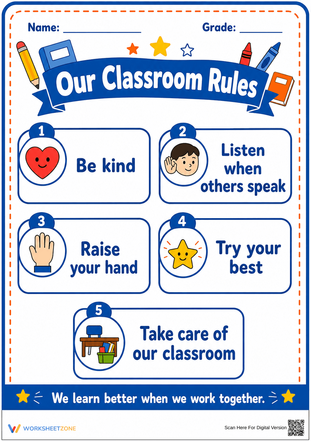 Essential Classroom Rules Poster | Grade K-5 Printable - Page 1