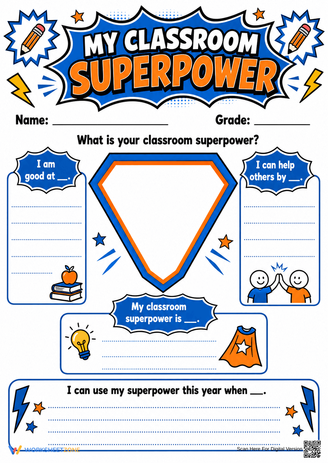 My Classroom Superpower Worksheet | Essential Grade 1-4 - Page 1