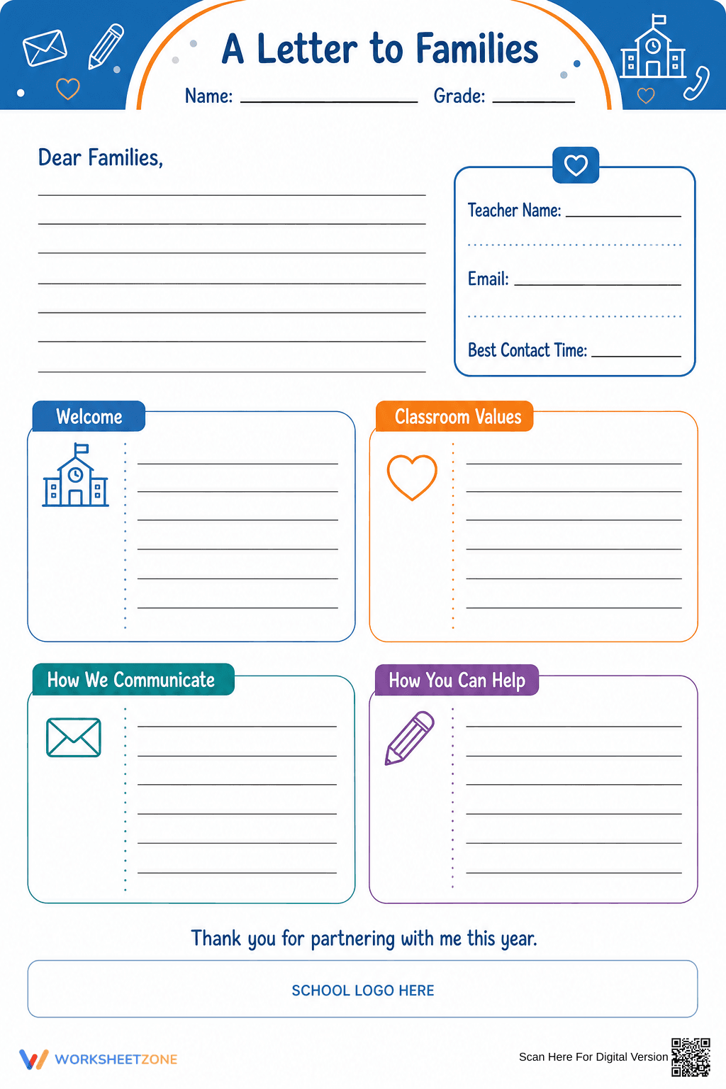 Essential Letter to Families Template | Grade K-5 Ready - Page 1