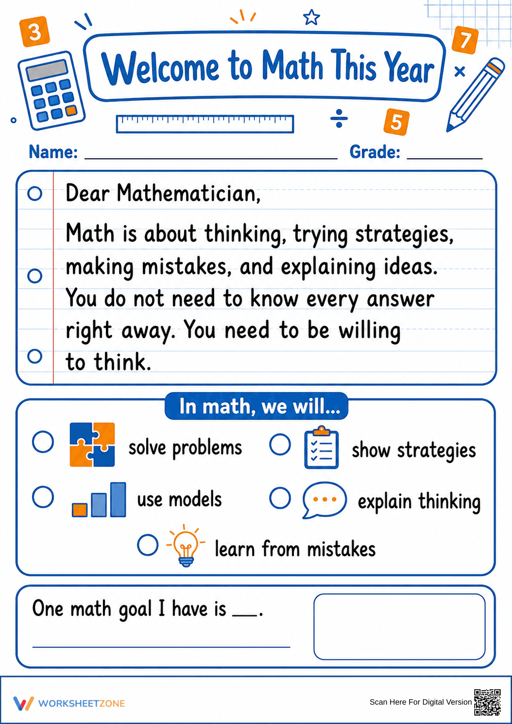 Welcome to Math This Year | Essential Grade 3-6 Letter - Page 1