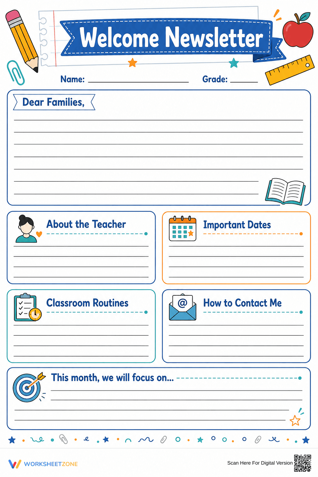 Printable Welcome Newsletter | Grade K-5 Essential - Page 1