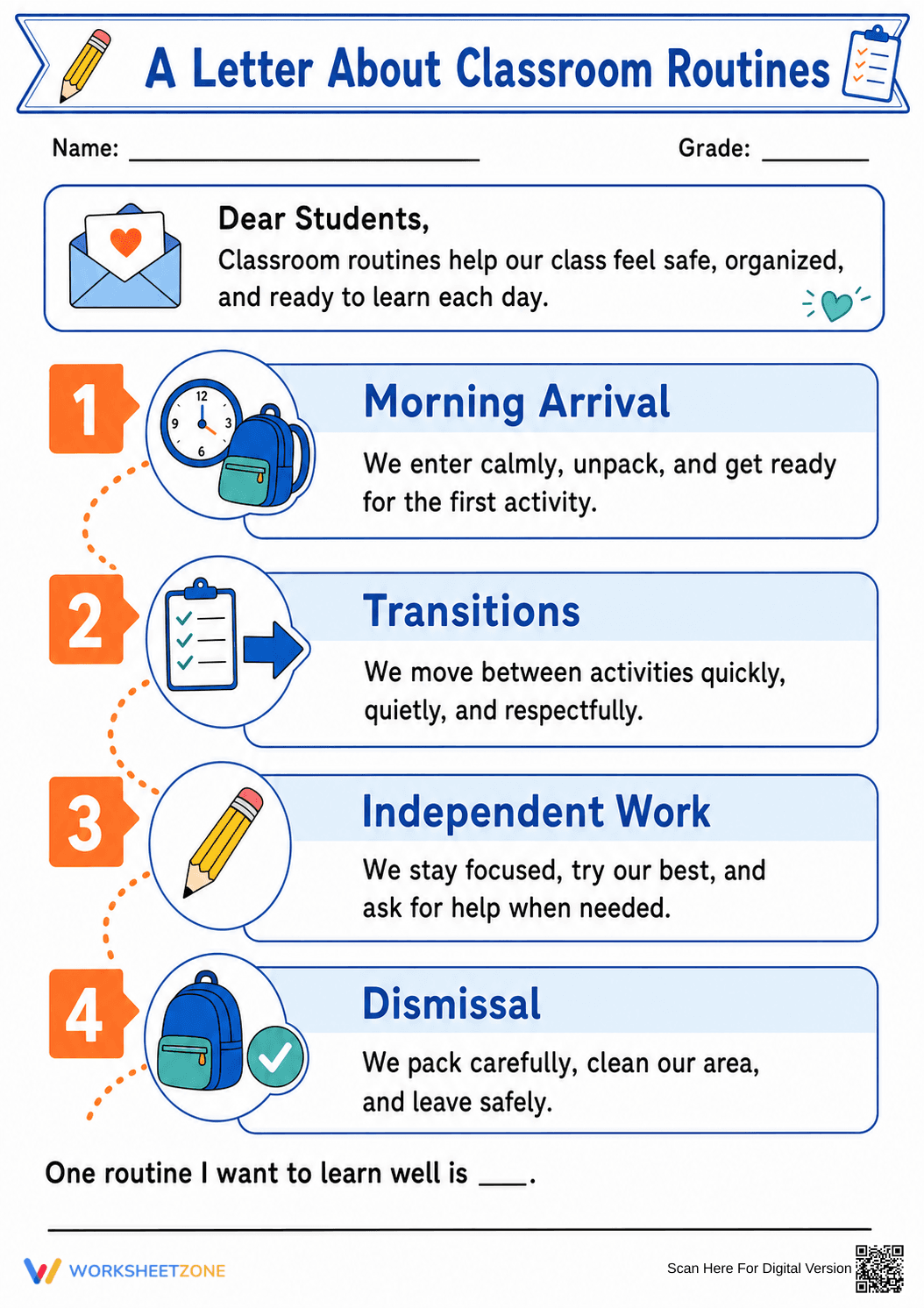 Essential Classroom Routines Letter | Grades 2-5 - Page 1
