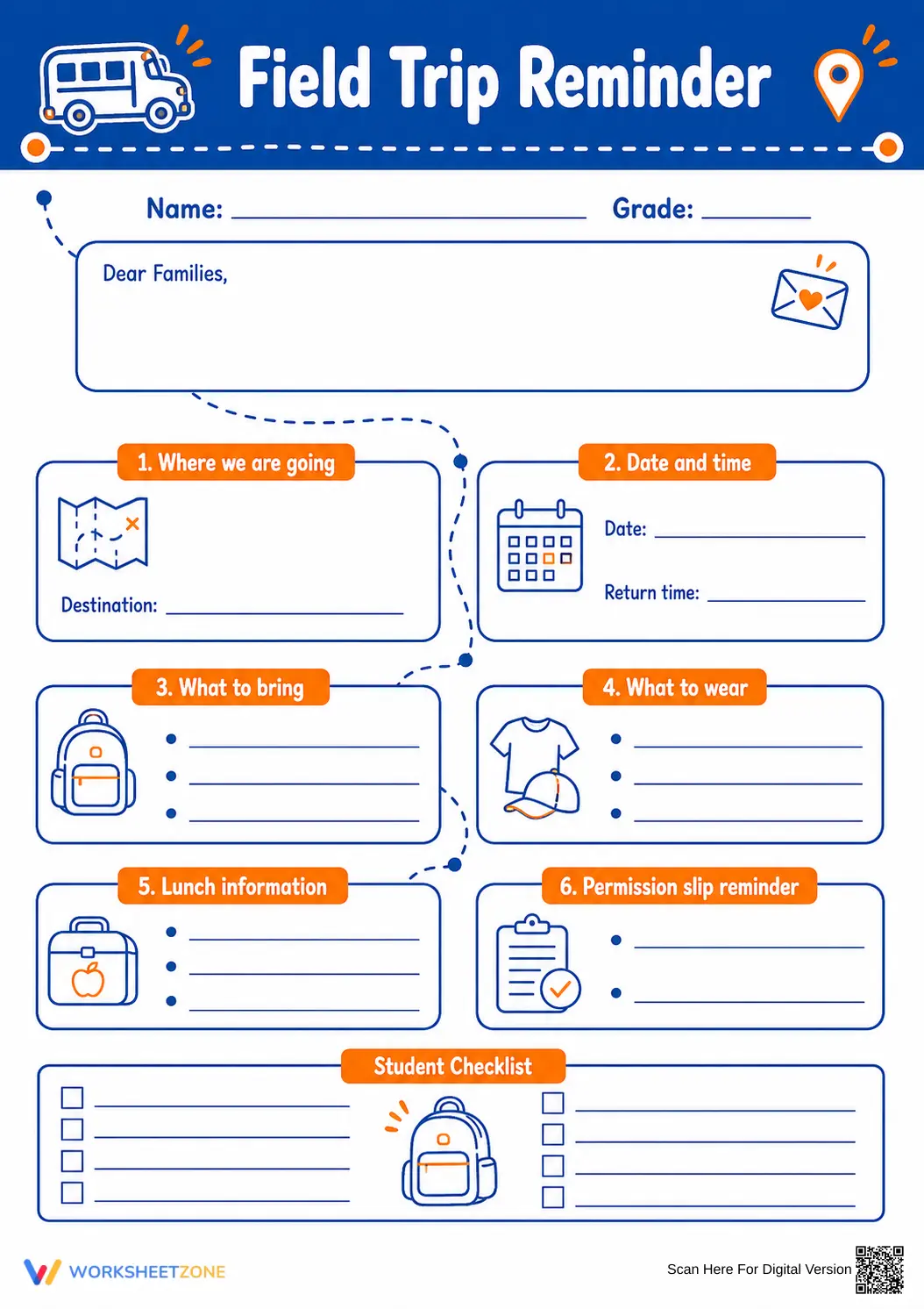 Field Trip Reminder Template | Essential Teacher Tool - Page 1