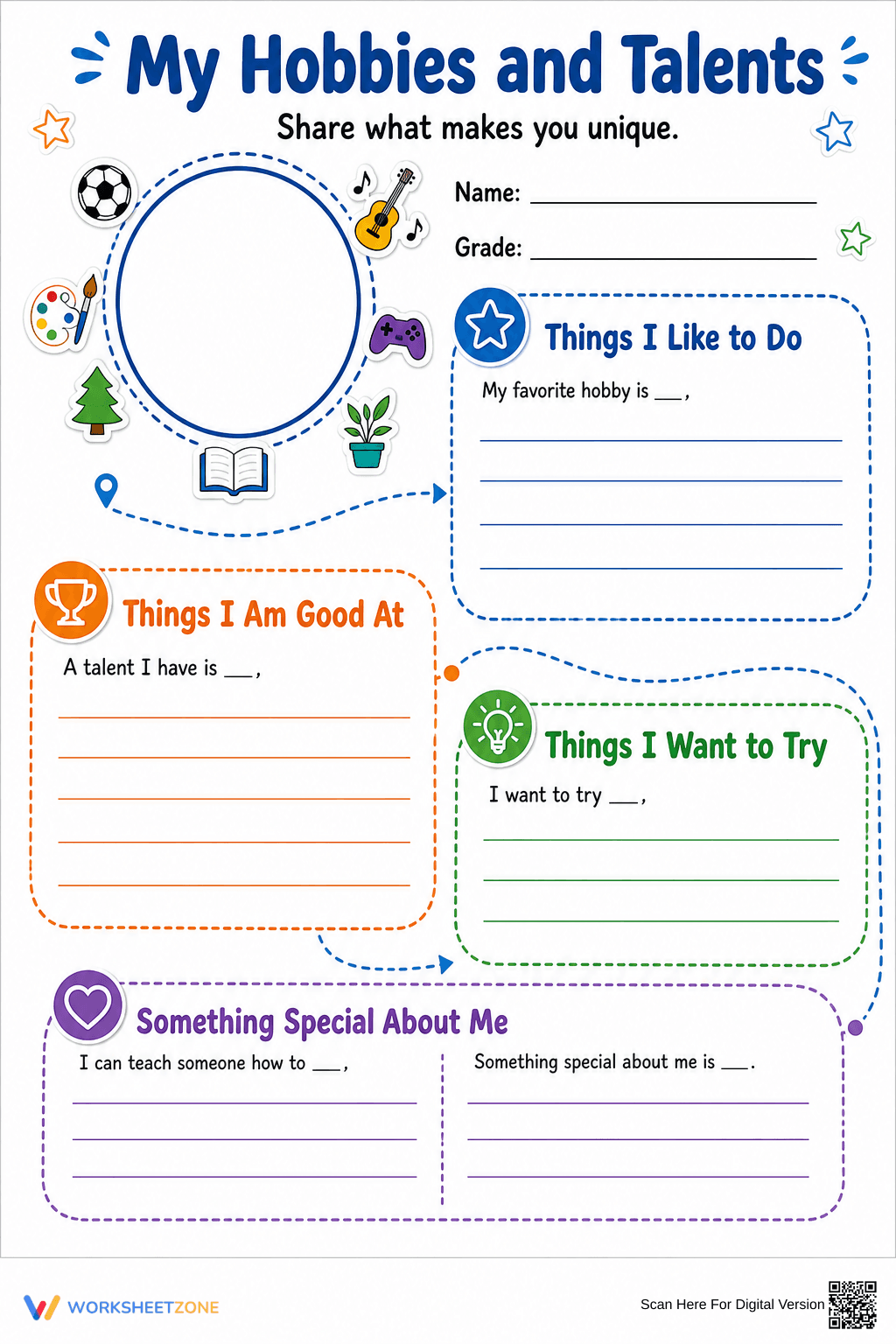 My Hobbies and Talents Worksheet | Essential Grade 2-6 - Page 1