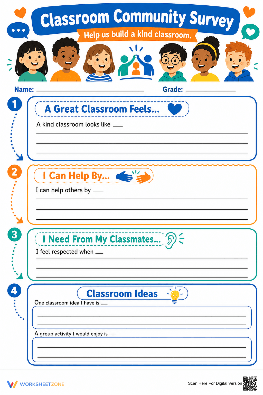 Classroom Community Survey | Grade 4 Essential - Page 1