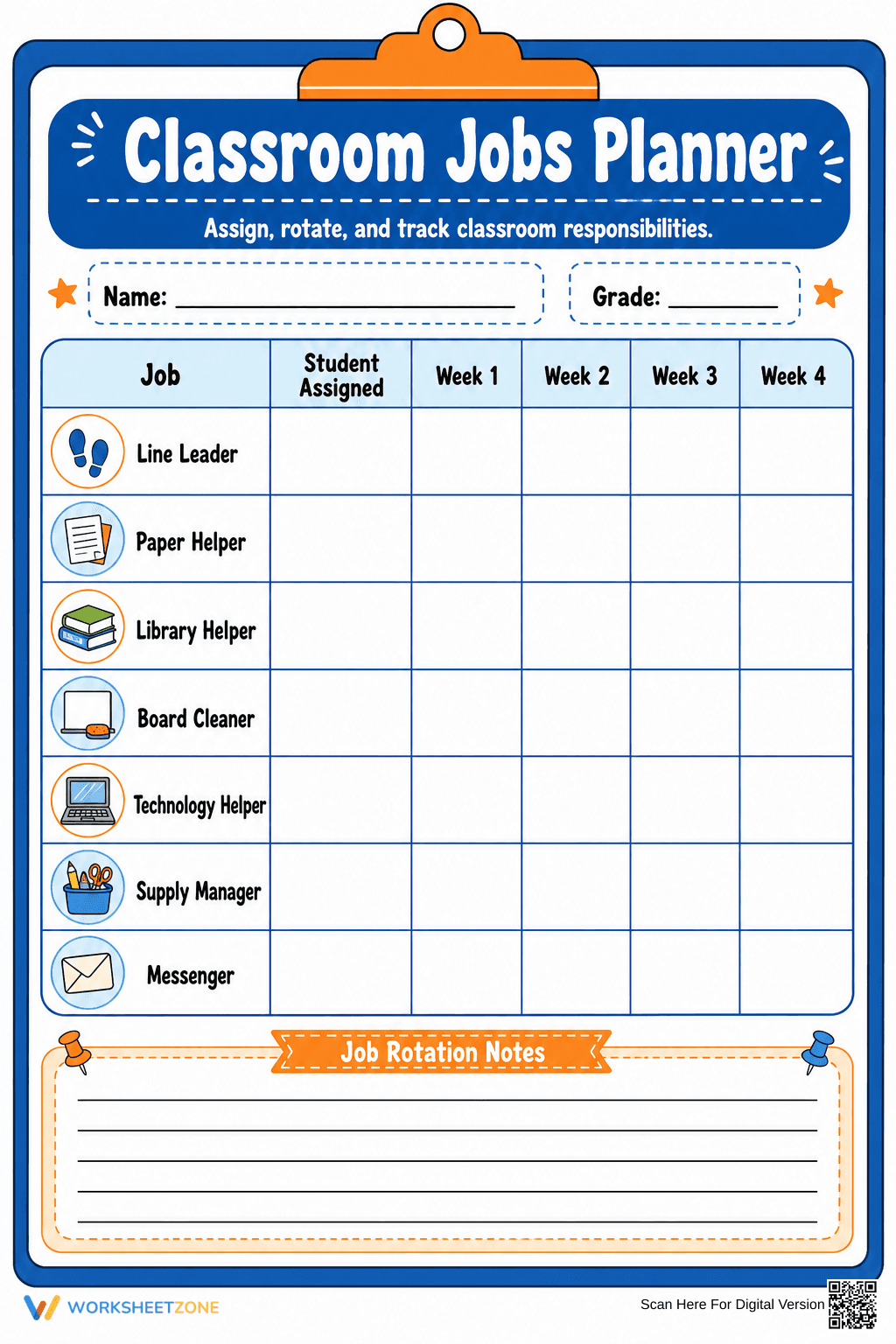 Classroom Jobs Planner | Essential Grade K-5 Printable - Page 1
