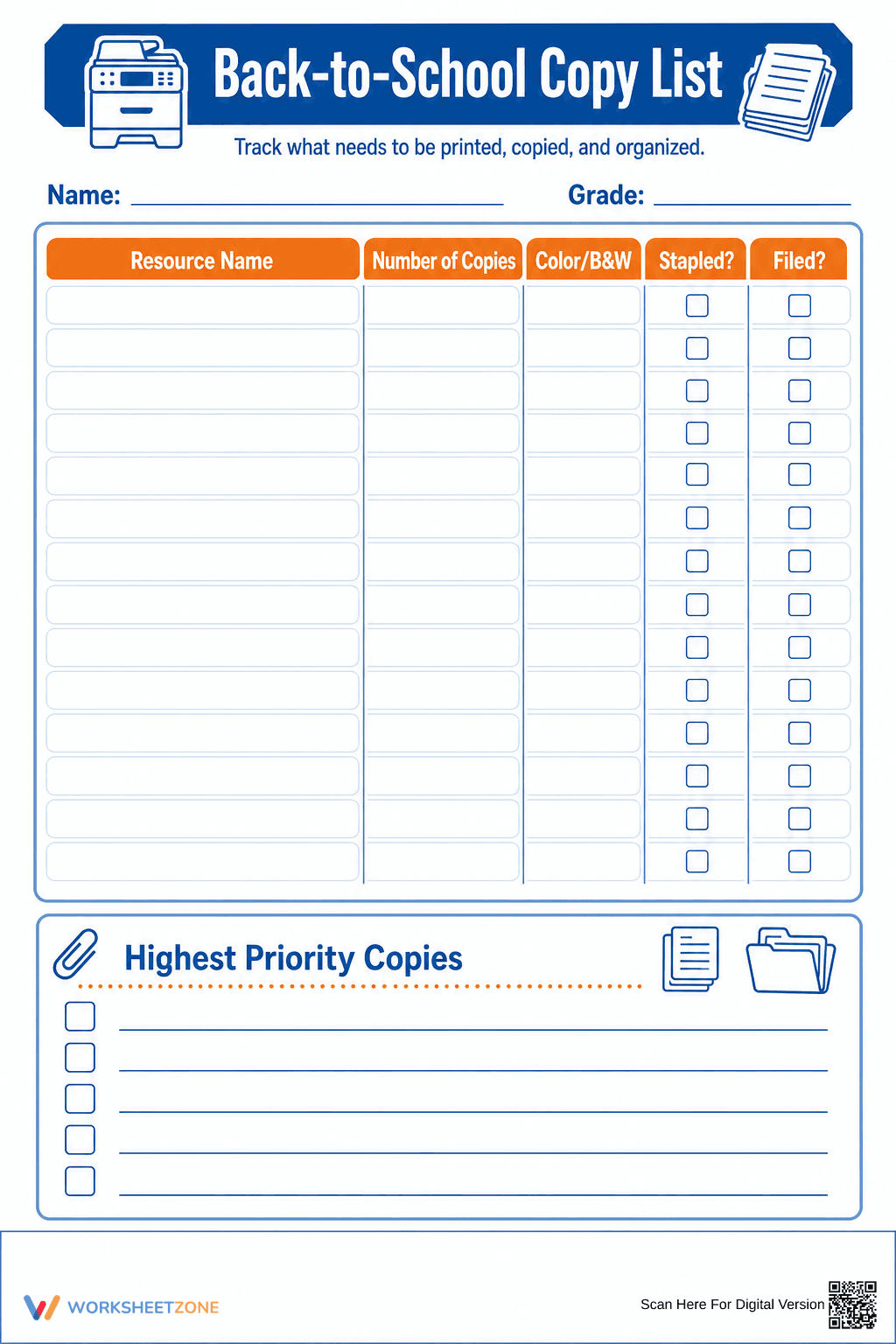 Printable Back-to-School Copy List | Teacher Planning - Page 1