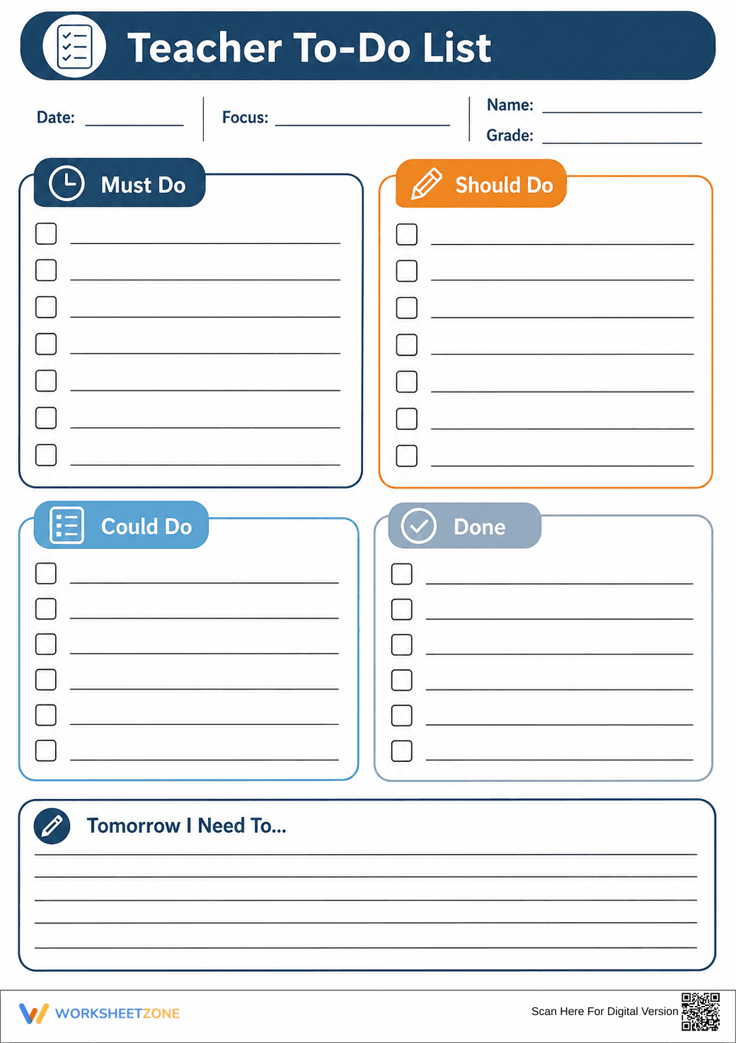 Printable Teacher To-Do List | Essential Daily Planner - Page 1