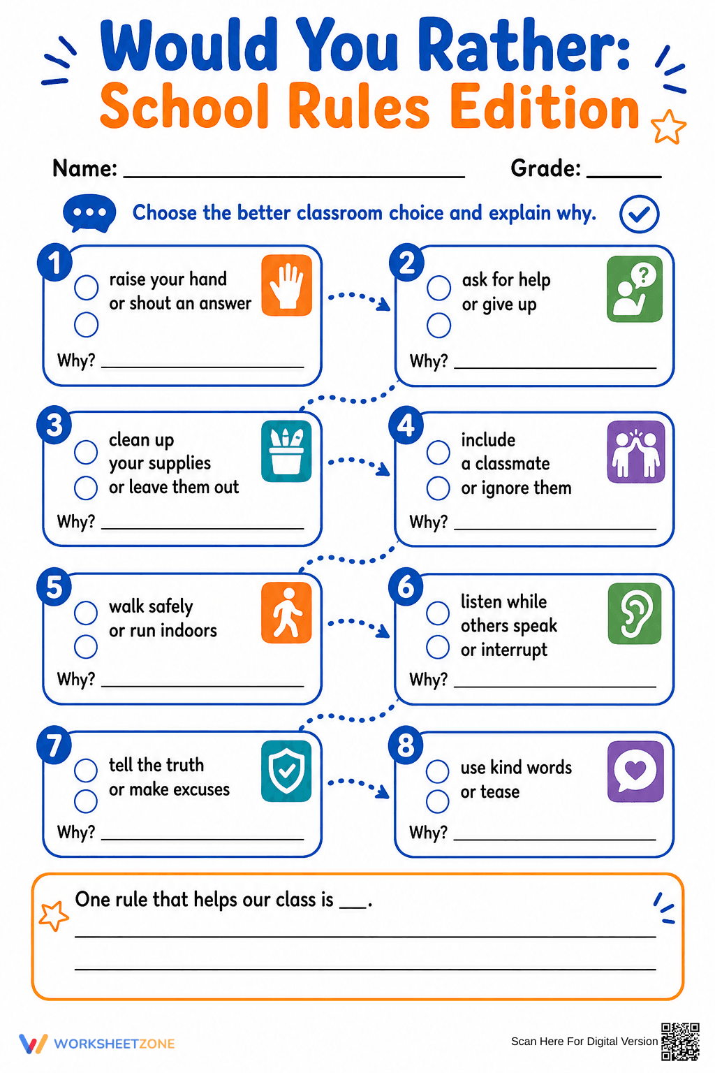 School Rules Would You Rather | Essential Grade 3-6 - Page 1