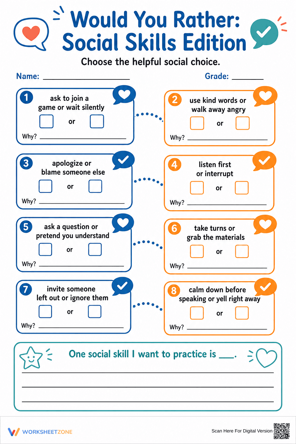 Essential Social Skills Worksheet | Grades 3-6 Ready - Page 1