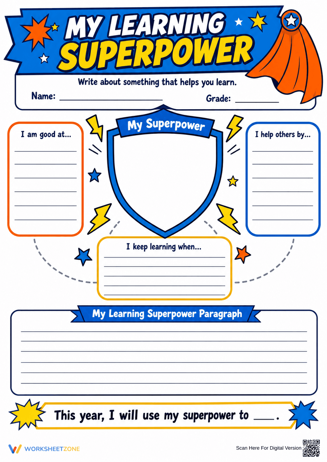 My Learning Superpower Worksheet | Grade 3 Essential - Page 1