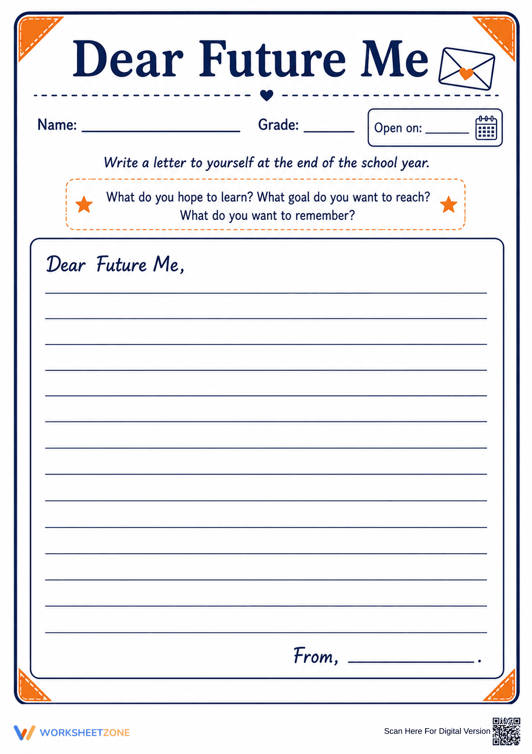 Dear Future Me Letter Writing | Essential Grade 5 ELA - Page 1