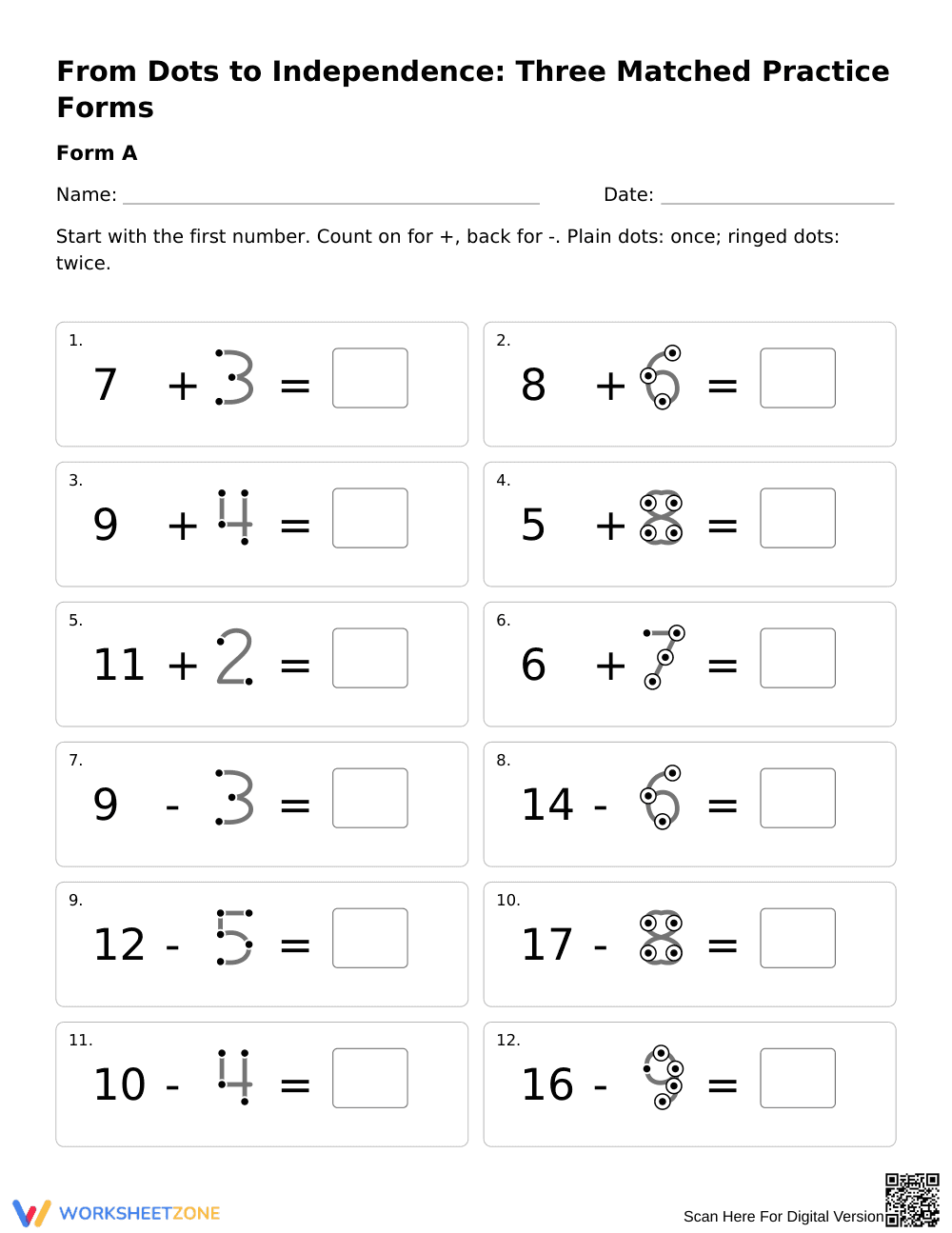 Addition and Subtraction within 20 | Complete Grade 1 Math - Page 1