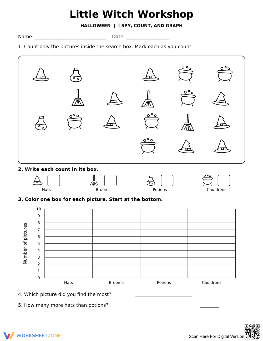 Grade 1 Halloween Graphing — Printable No-Prep Worksheet - Page 1