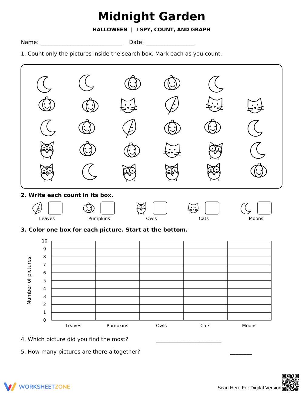 Grade 1 Halloween Graphing — Printable No-Prep Worksheet - Page 1