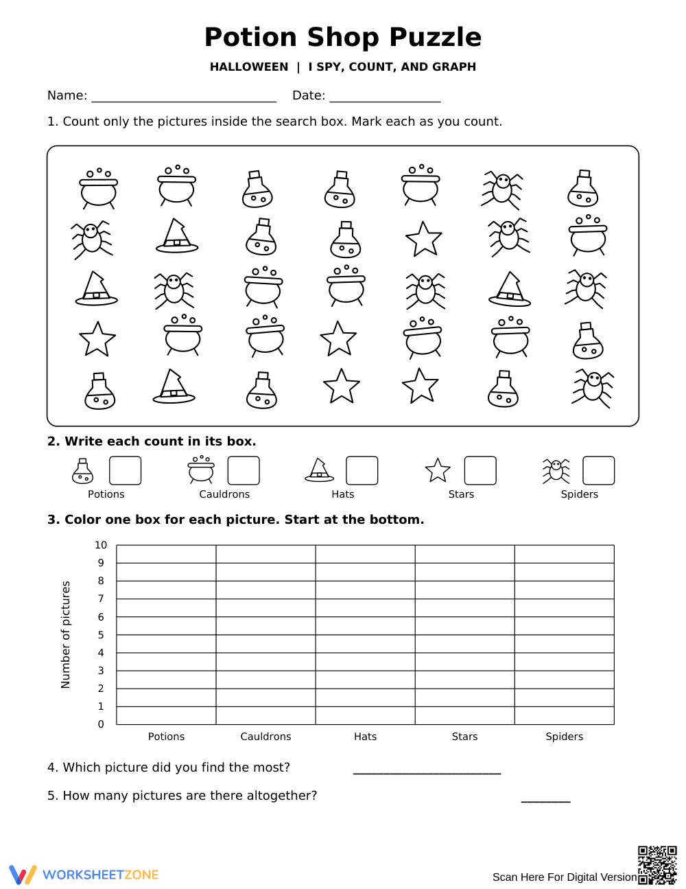 Grade 1 Graphing — Printable No-Prep Worksheet - Page 1