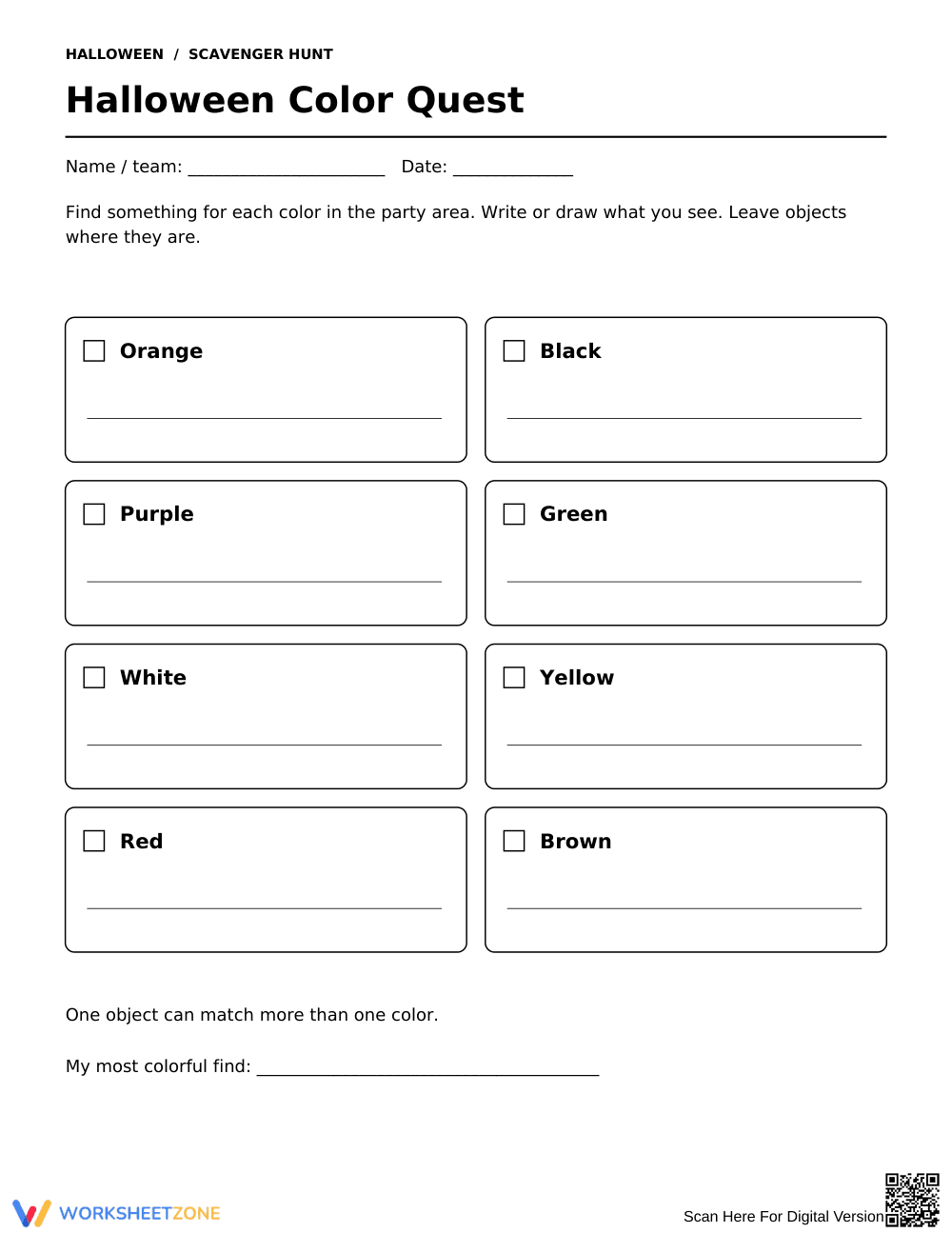 Kindergarten Color Quest — Printable No-Prep Worksheet - Page 1