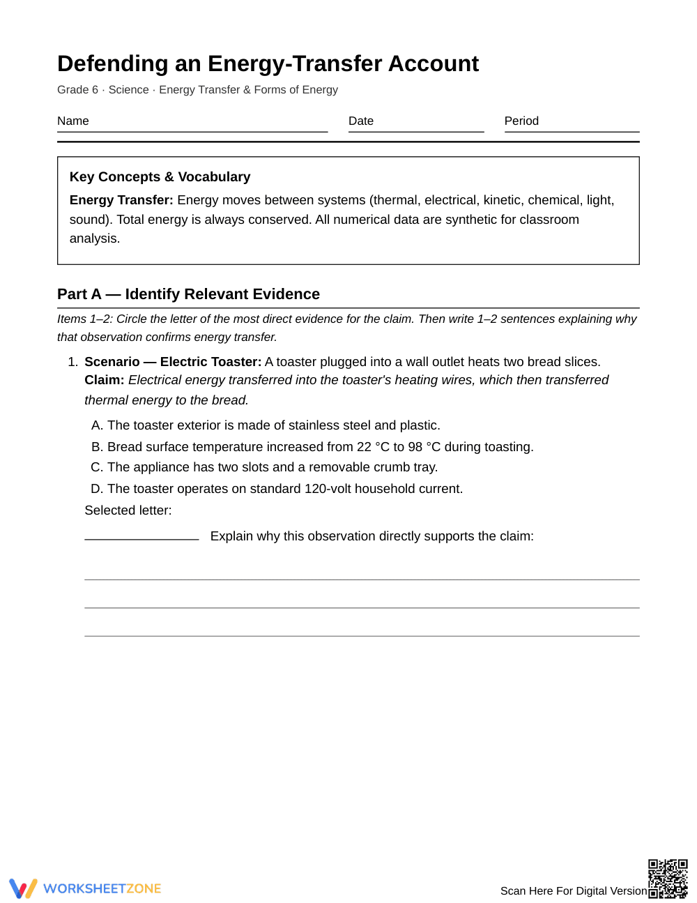 Printable Energy-Transfer Worksheet | Grade 6 Science - Page 1