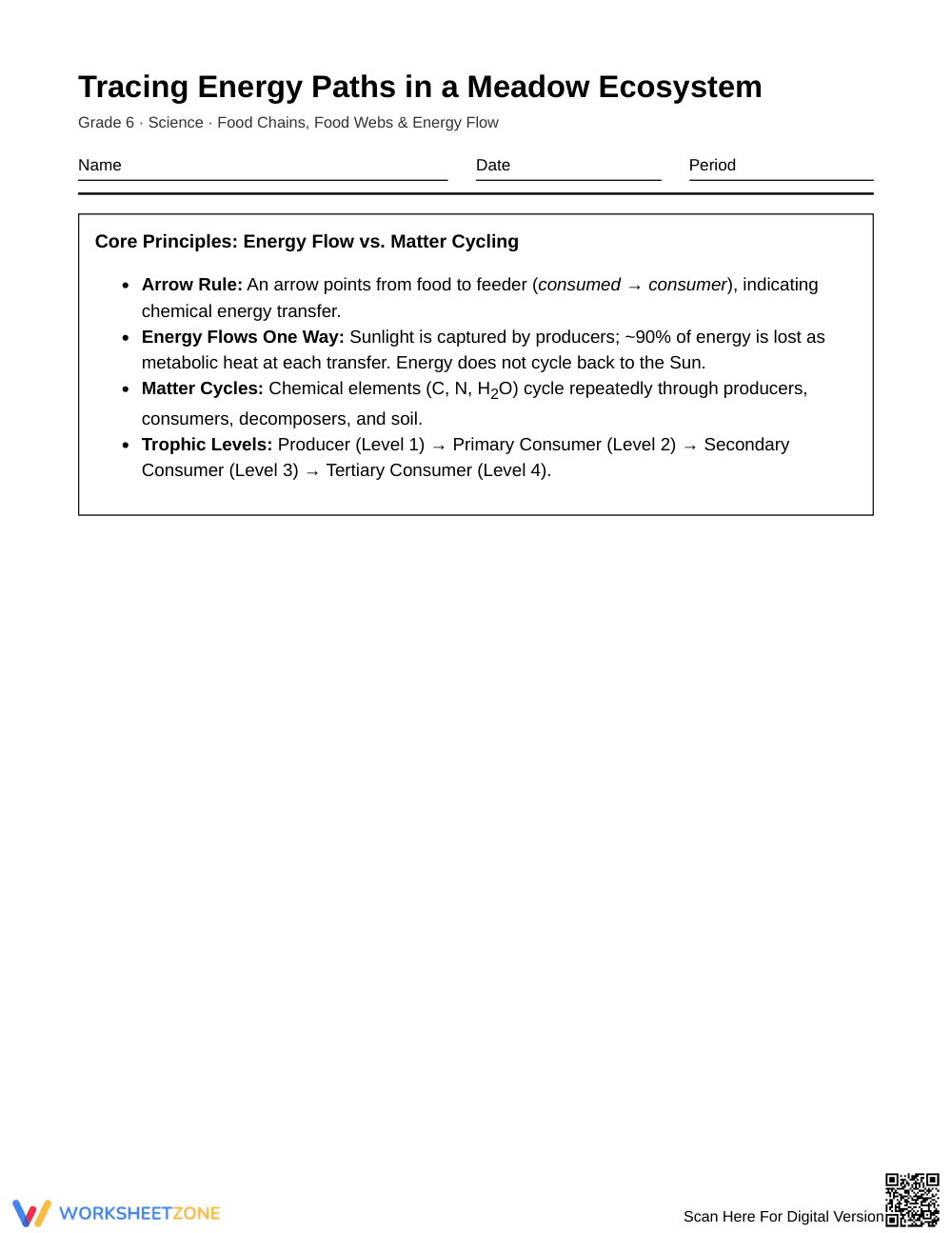 Complete Energy Paths Worksheet | Grade 6 Science - Page 1