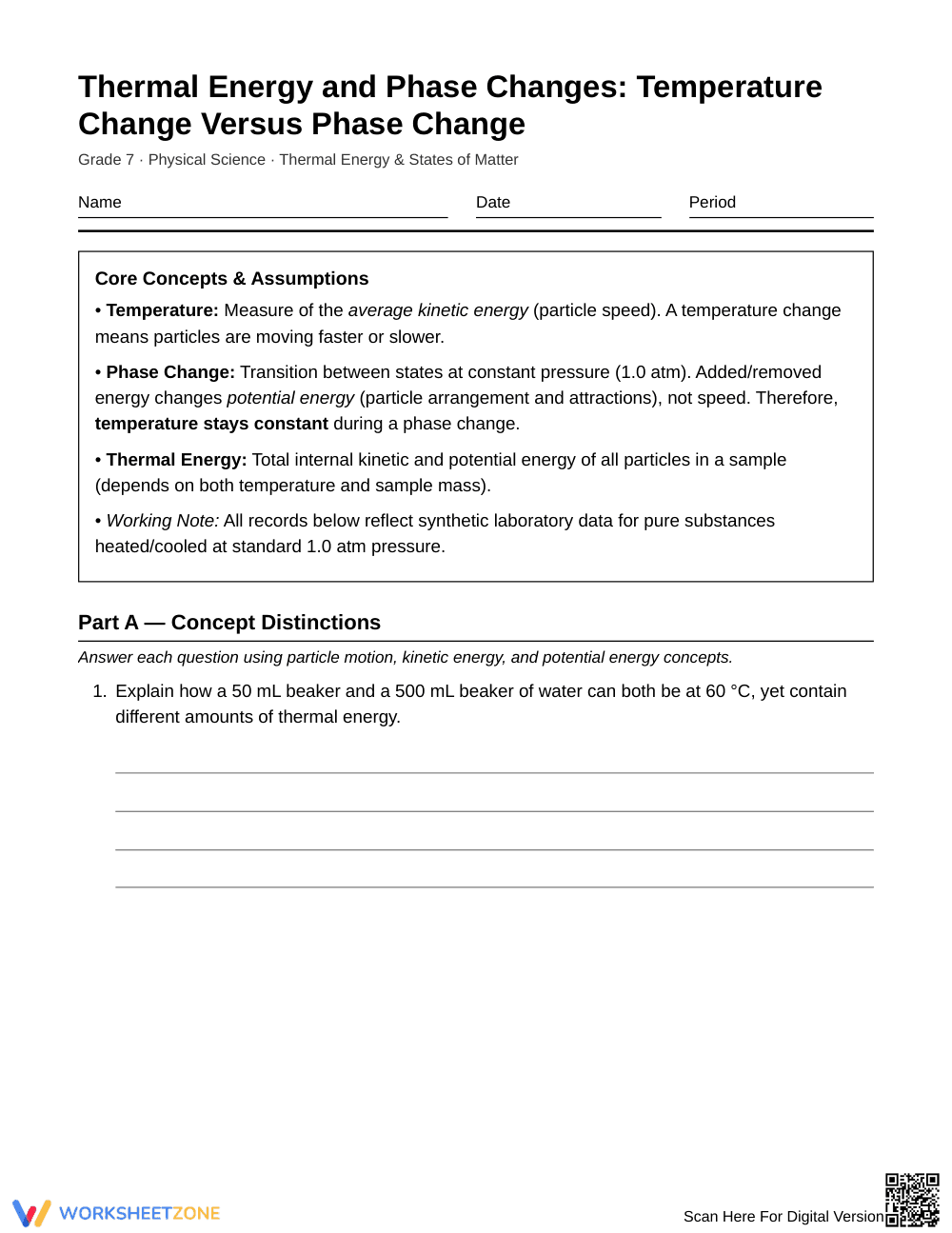 Essential Phase Change Worksheet | Grade 7 Science - Page 1
