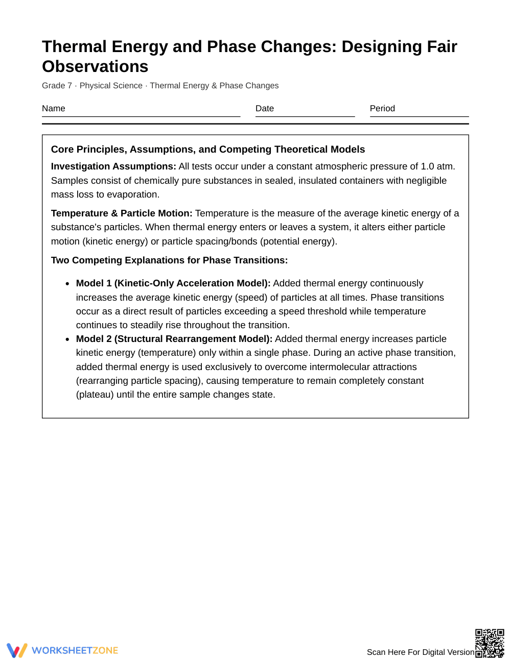 Essential Fair Phase-Change Worksheet | Grade 7 Science - Page 1