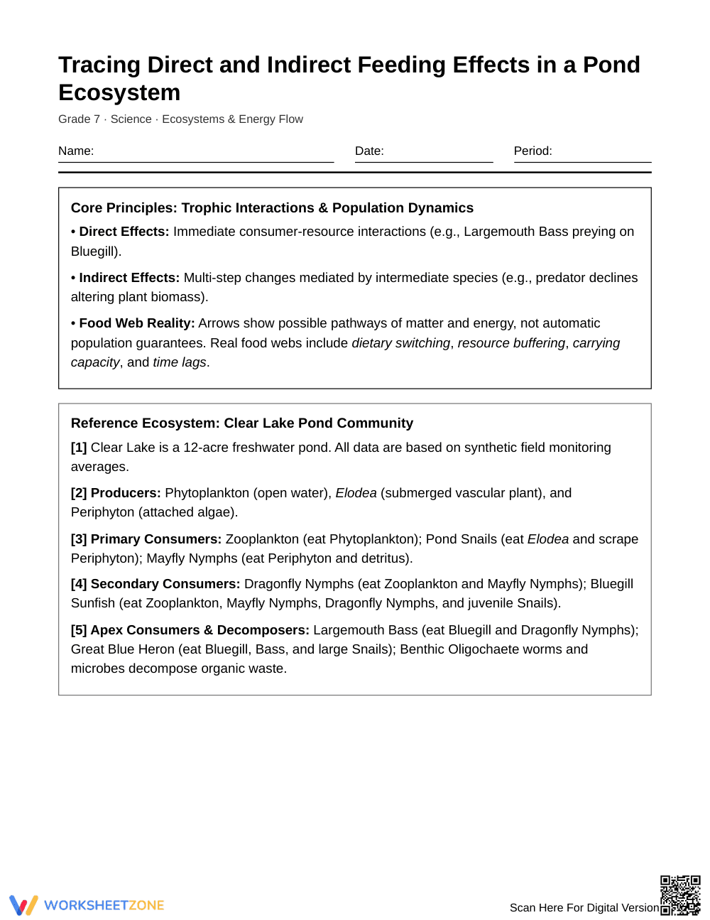 Essential Feeding Effects Worksheet | Grade 7 Science - Page 1