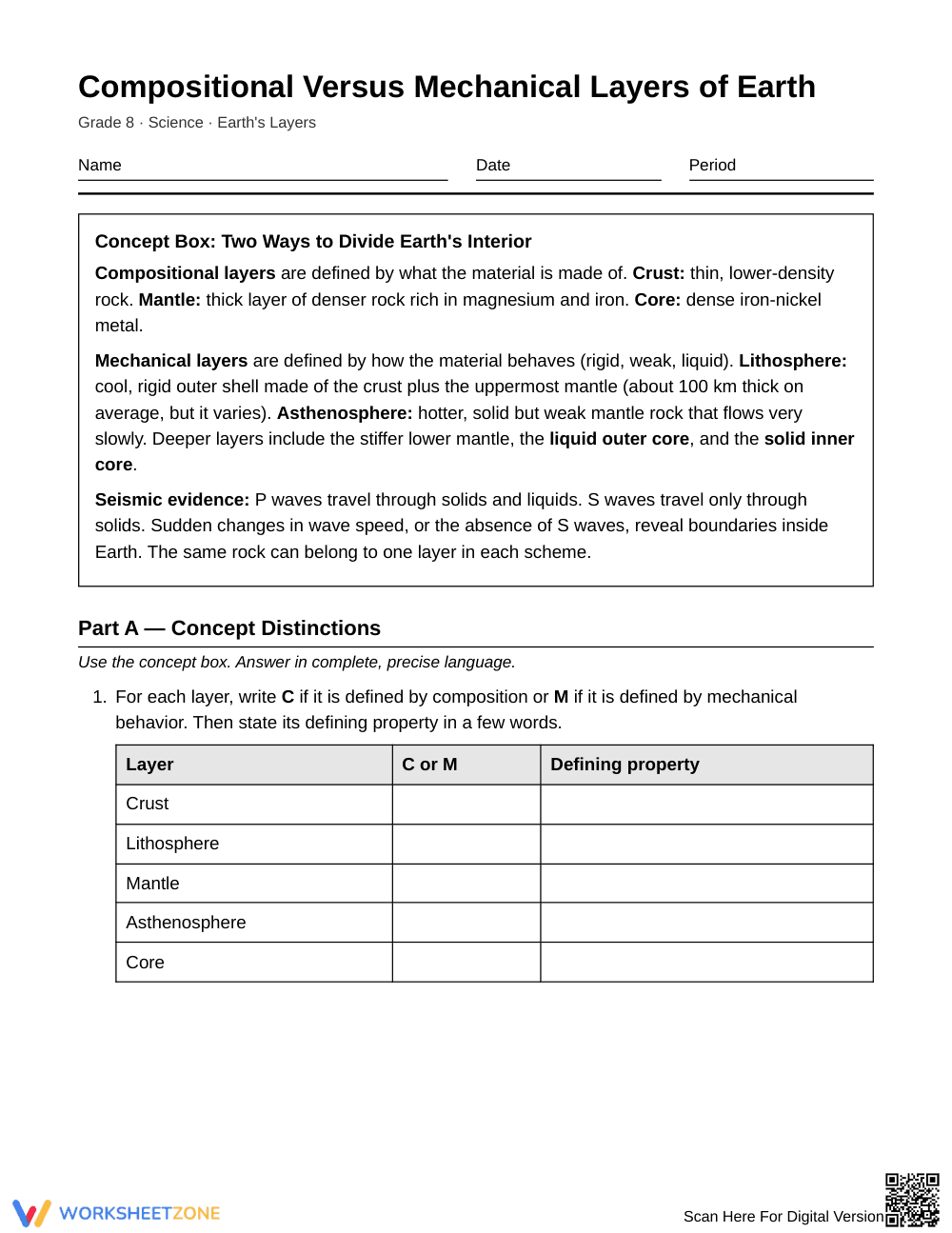 Free Compositional vs Mechanical Worksheet | Grade 8 Science - Page 1