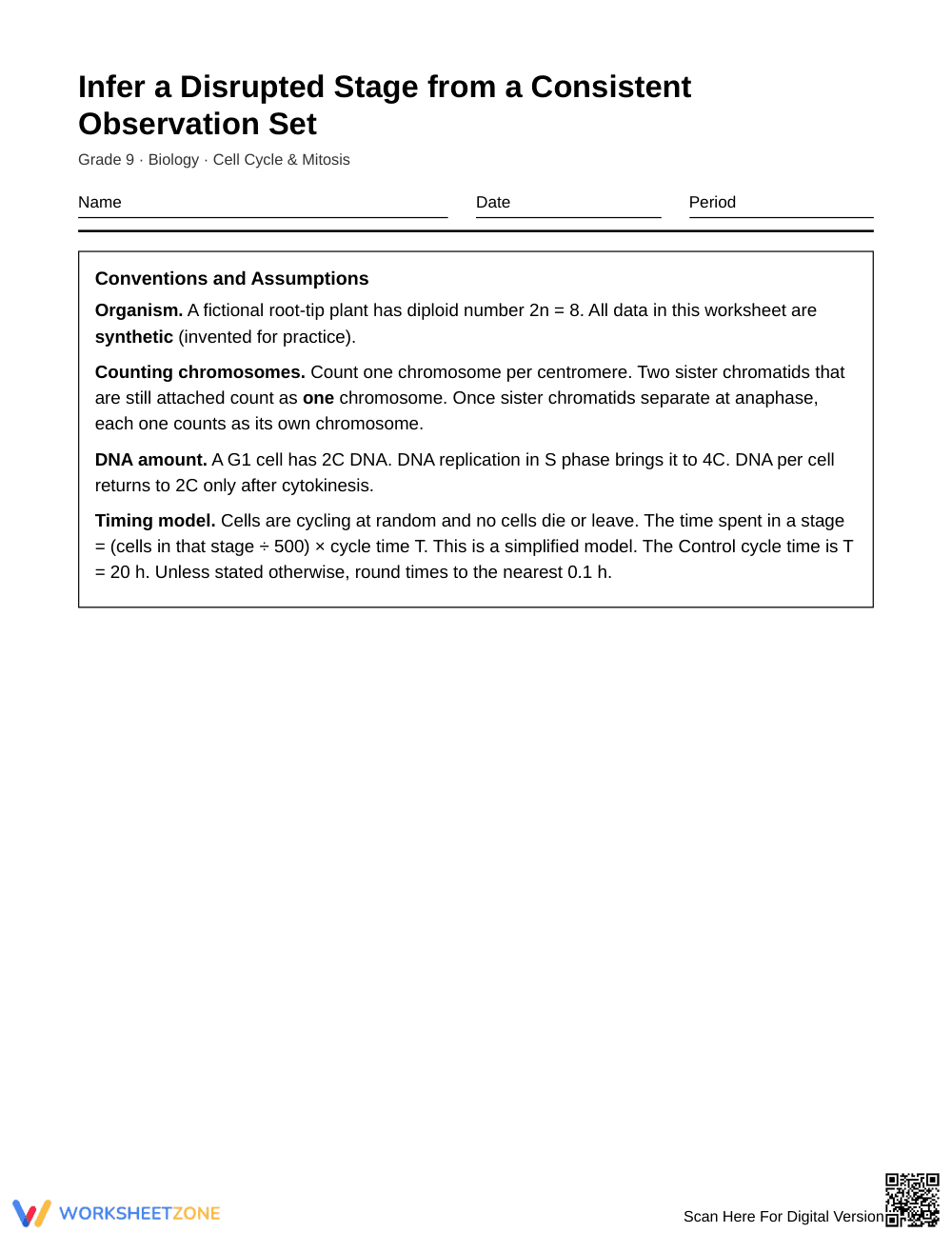 Printable Mitosis Disruption Worksheet | Grade 9 Biology - Page 1