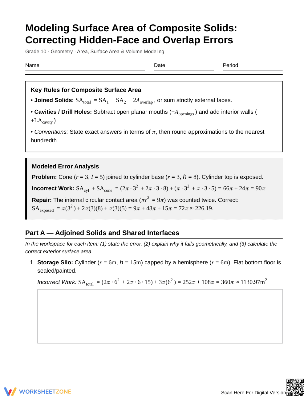 Proven Composite Surface Area Worksheet | Grade 10 Geometry - Page 1