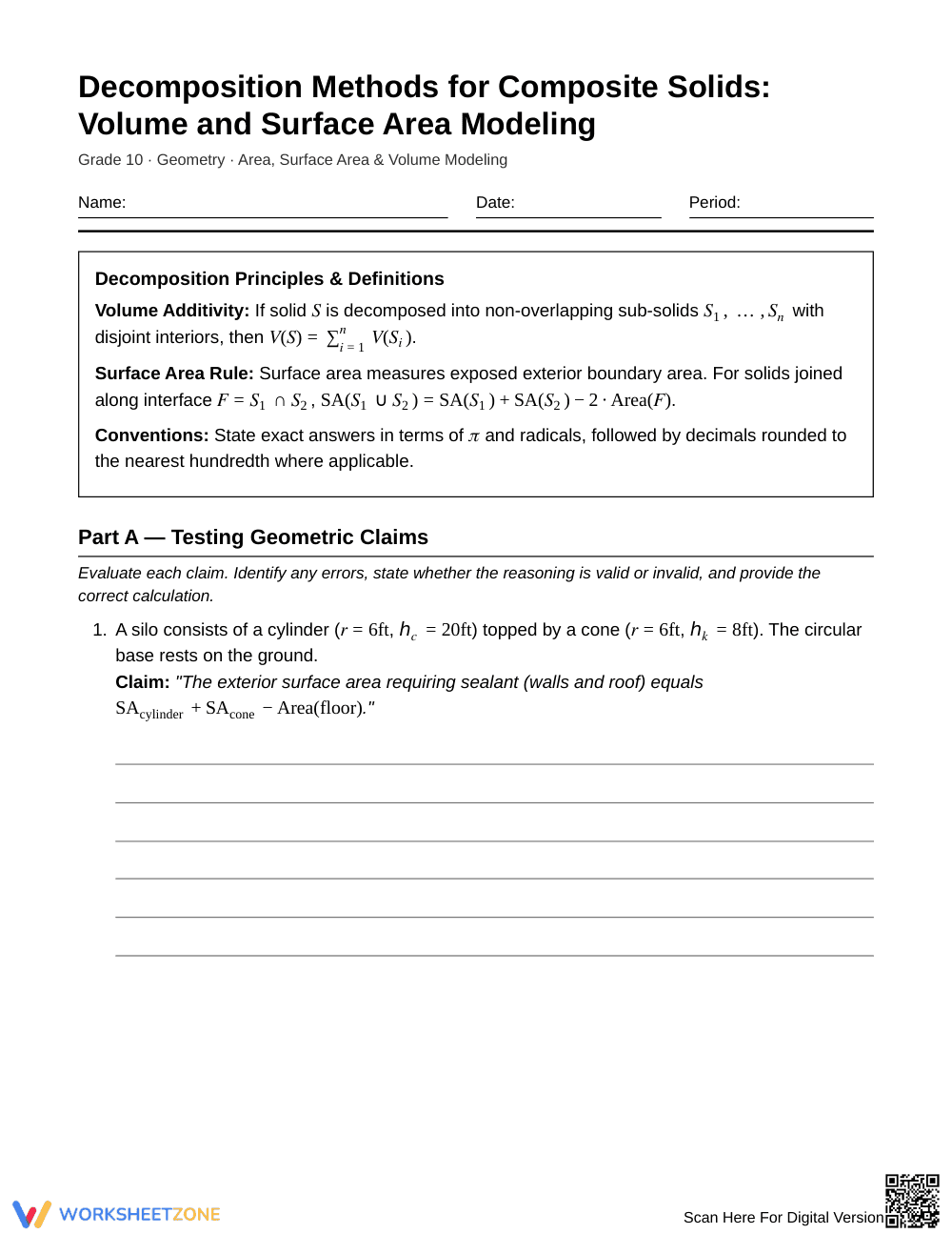 Proven Decomposition Methods Worksheet | Grade 10 Geometry - Page 1