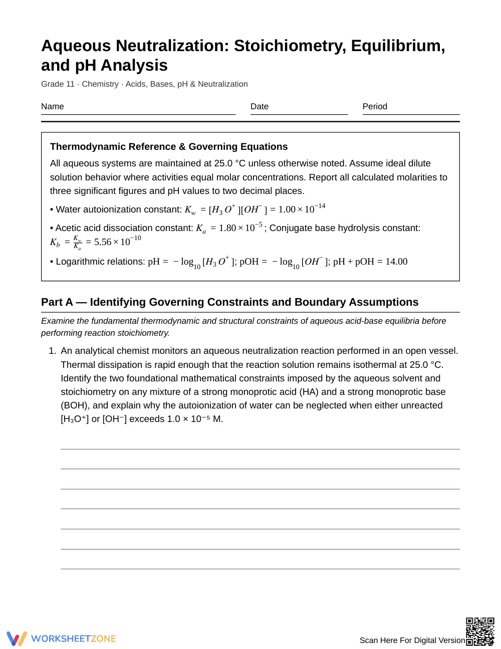 Complete Neutralization Worksheet | Grade 11 Chemistry - Page 1