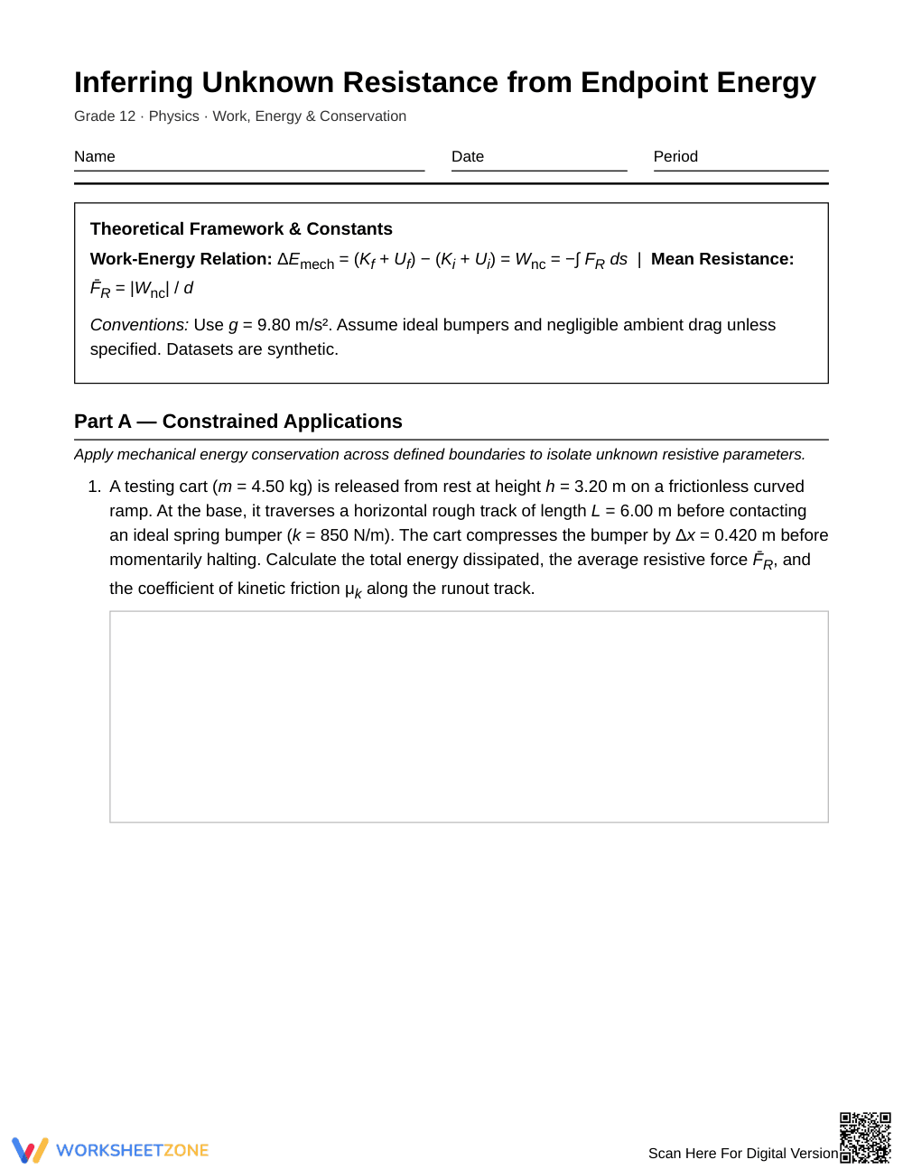 Essential Unknown Resistance Worksheet | Grade 12 Physics - Page 1