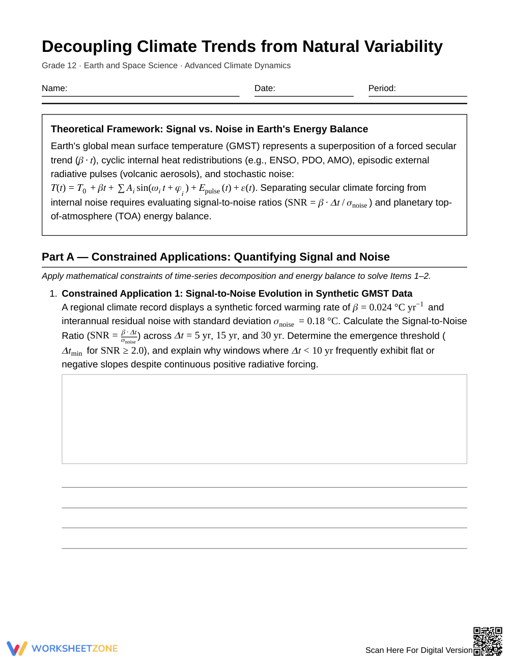 Essential Climate Trends Worksheet | Grade 12 Earth Science - Page 1