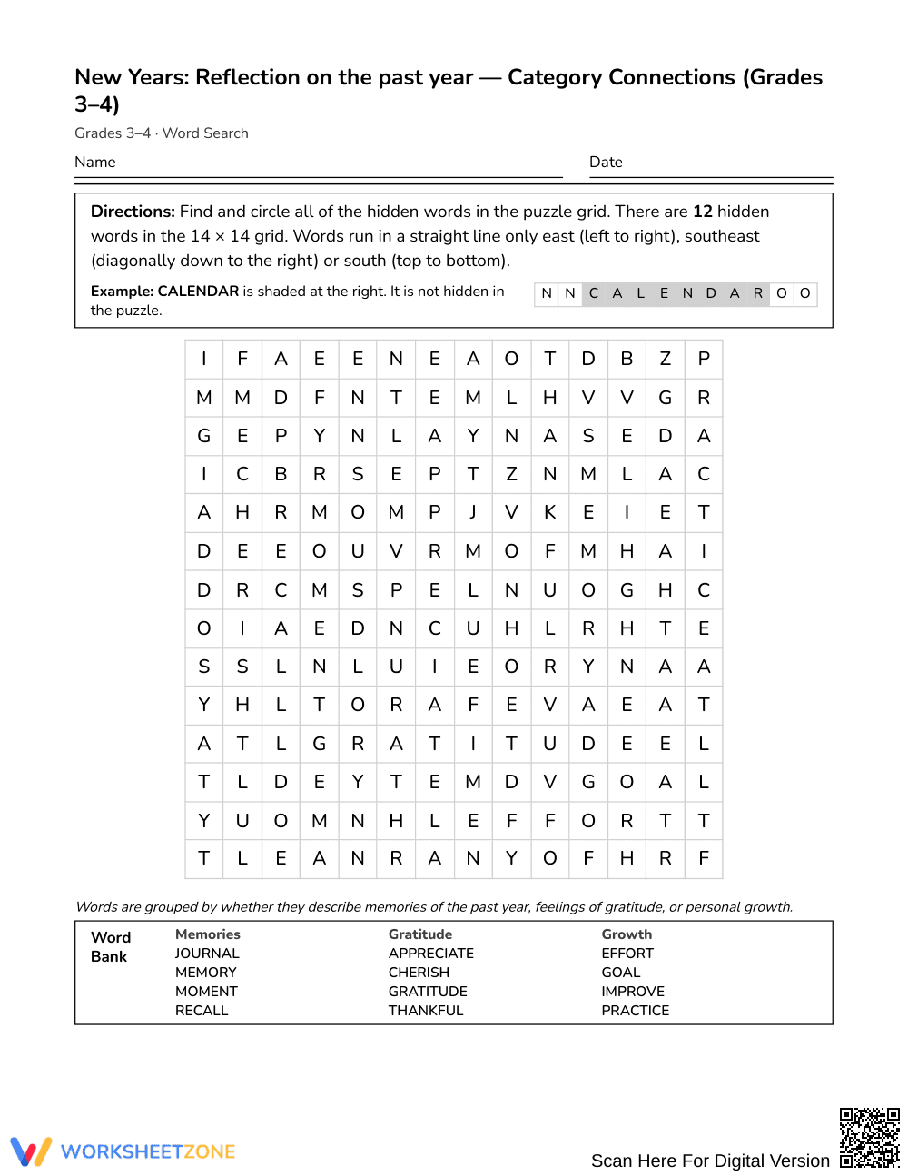 Ready Reflection Word Search | Grades 3–4 Social Studies - Page 1