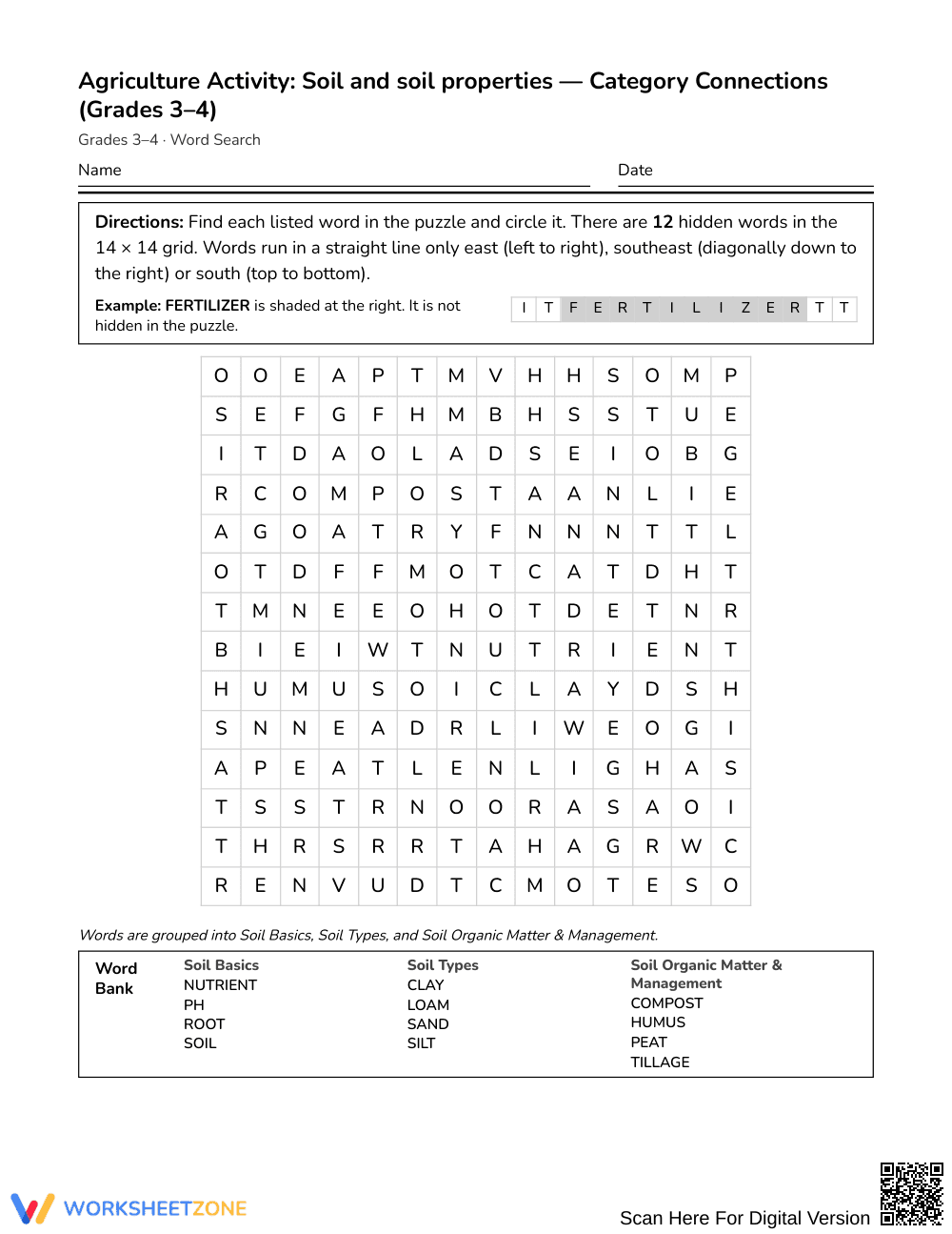 Printable Soil Word Search | Grades 3–4 Science - Page 1