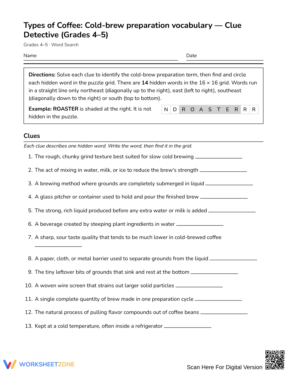 Essential Cold-Brew Vocabulary Word Search | Grades 4–5 ELA - Page 1