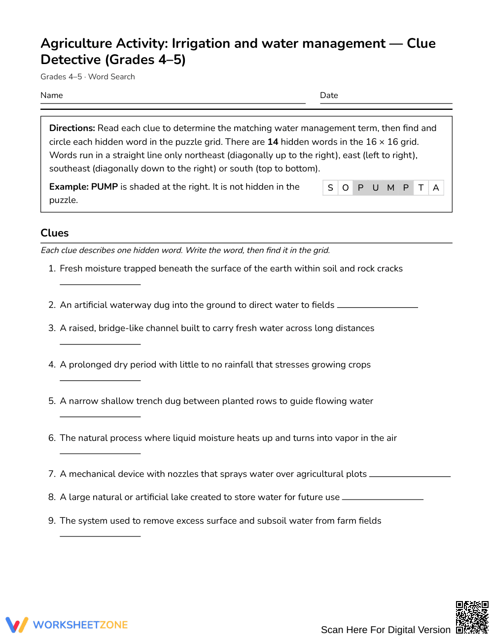 Essential Irrigation Word Search | Grades 4–5 Science - Page 1
